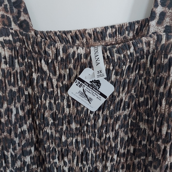 Zenana Leopard Wide Leg Jumpsuit Plus in Brown - Picture 5 of 7